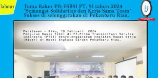 Tema Raker PB-FSBSI PTSI tahun 2024 "Semangat Solidaritas dan Kerja Sama Team"